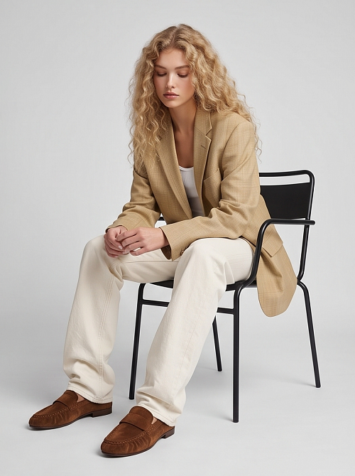 Лоферы с защипами Tan Suede BABOOS  