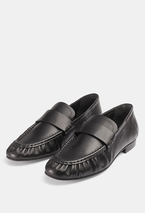Лоферы с защипами Black Leather BABOOS  